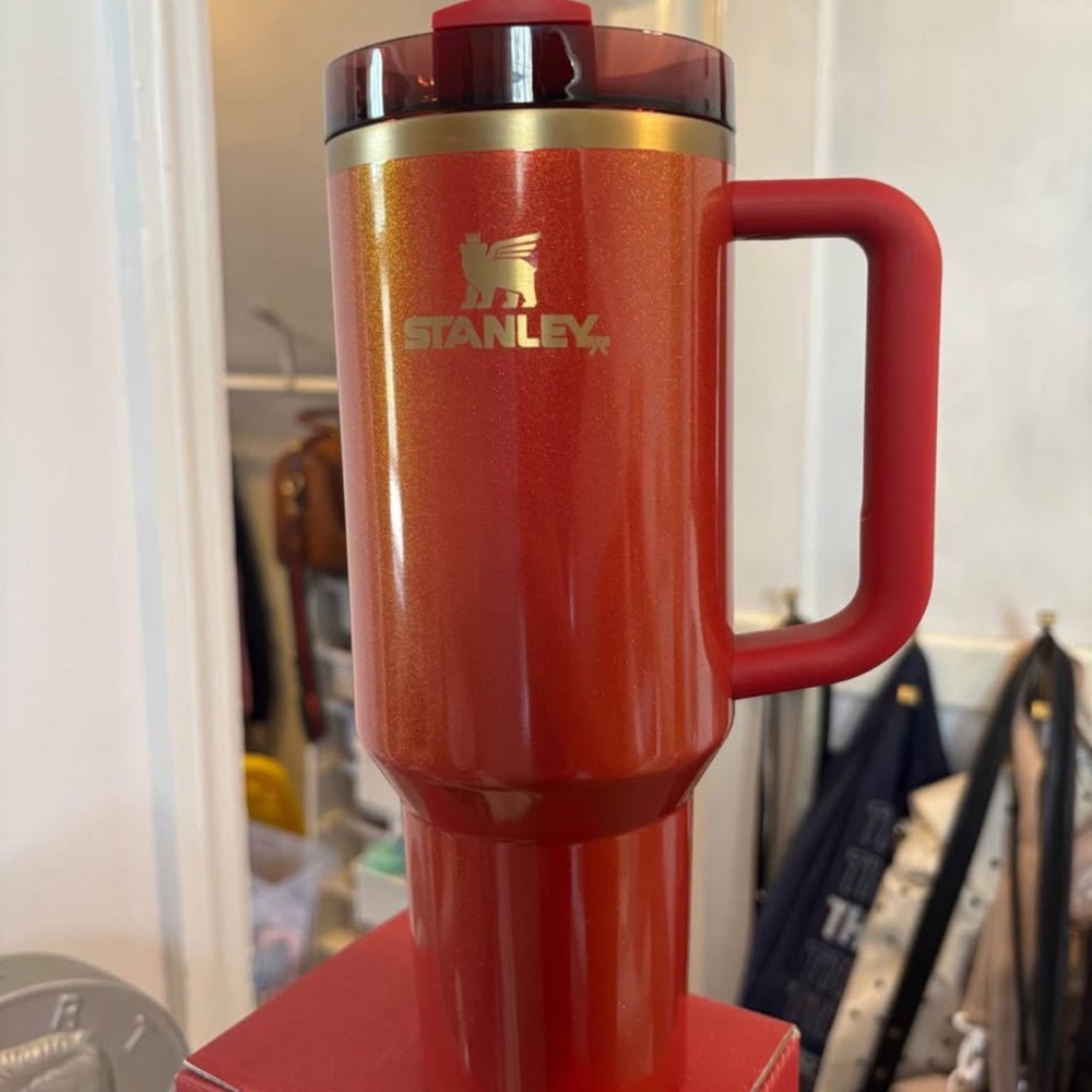 Stanley Red and Gold Travel Mug